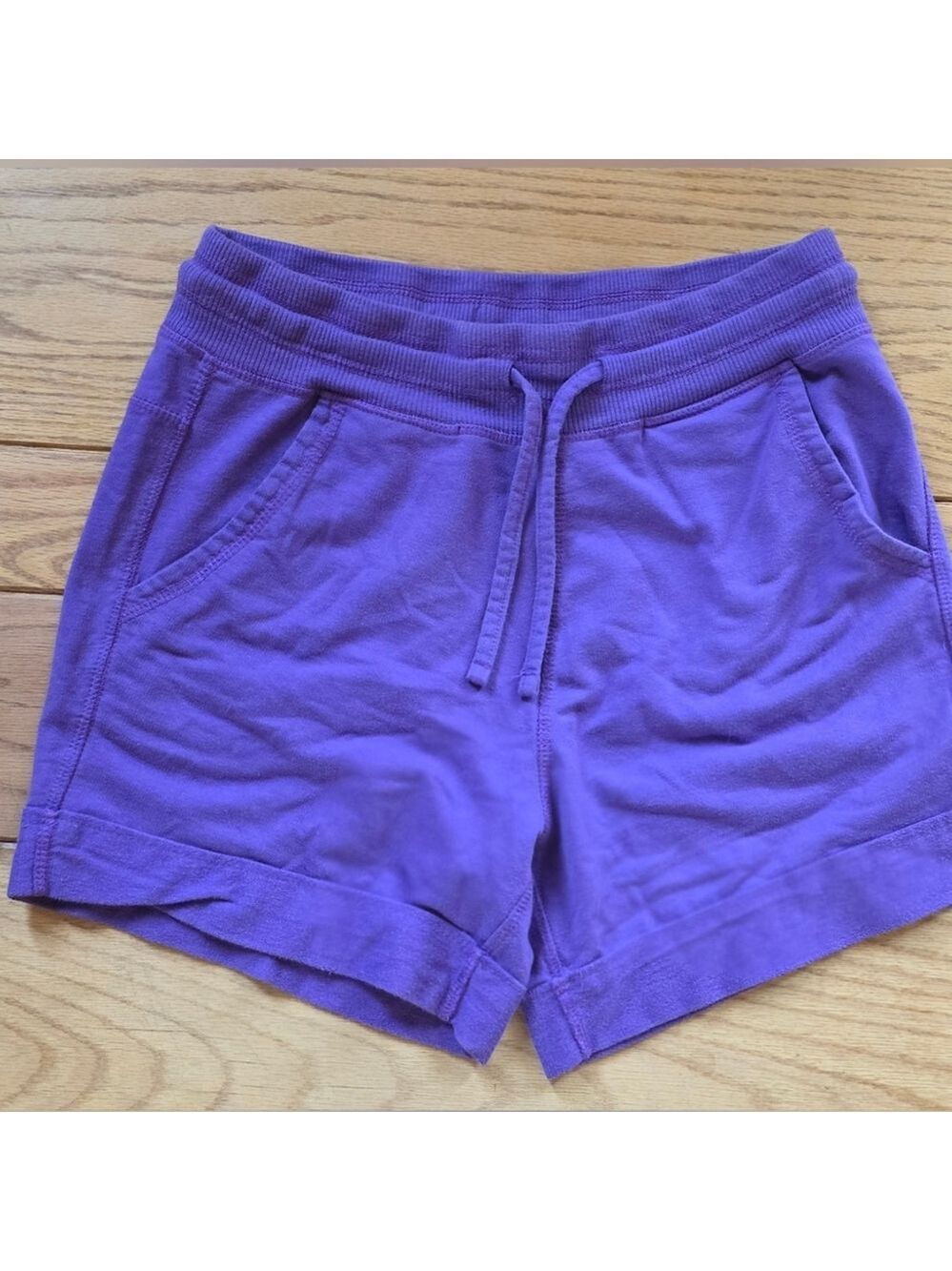 Athletic Shorts Purple Elastic Waistband